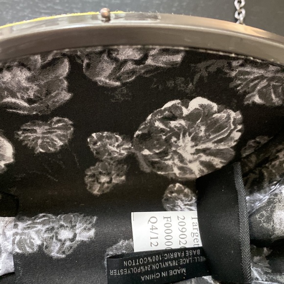 Prabal Gurung for Target Bag. Yellow Floral with Metal Chain and Detailing. - Picture 8 of 9